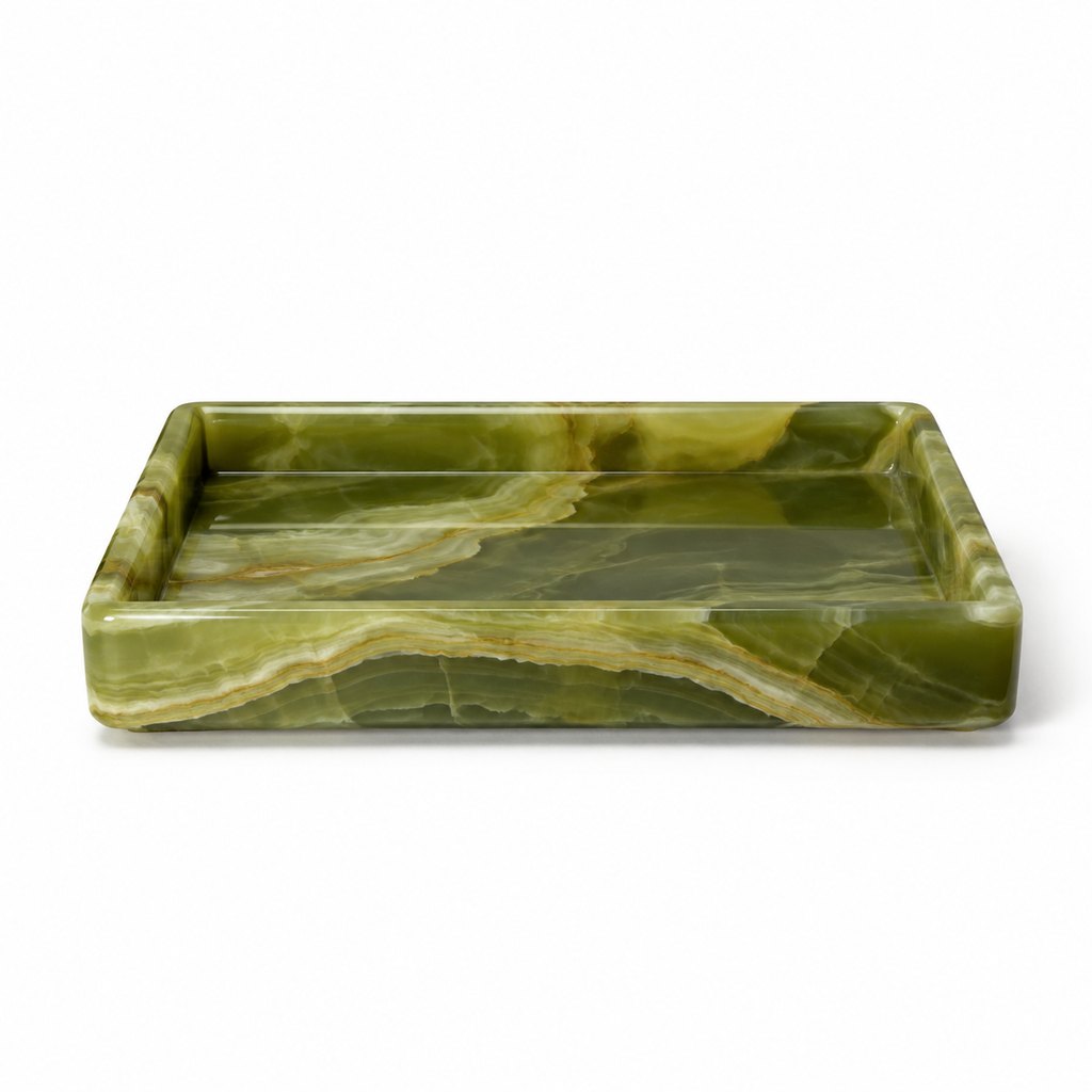 Verona green onyx rectangular decor tray