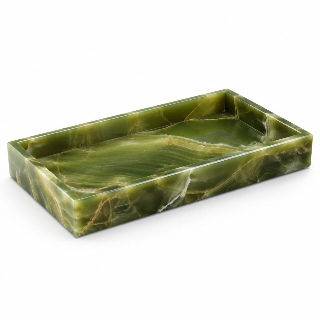 Verona green onyx rectangular decor tray — view 2