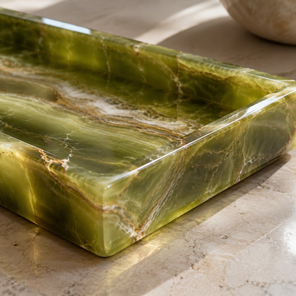 Verona green onyx rectangular decor tray — view 3